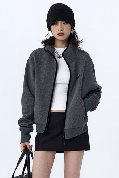 Double-Zip Stand Collar Jacket