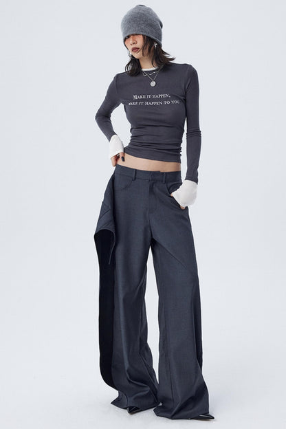 Diagonal Misaligned Loose Hakama Pants