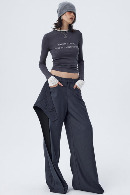 Diagonal Misaligned Loose Hakama Pants