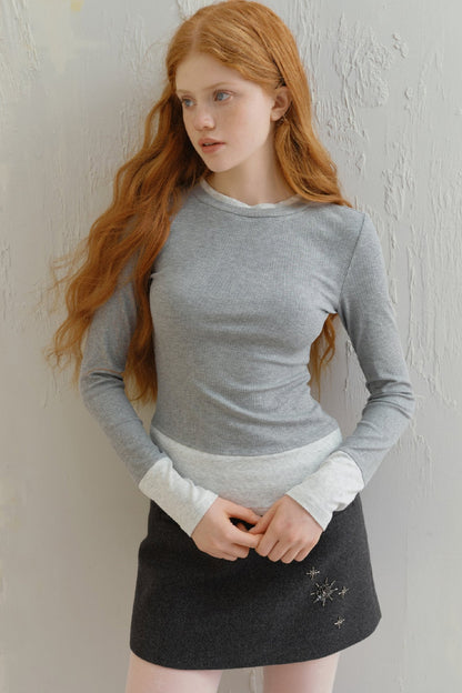 Glitter Contrasting Stitch Knit Undershirt