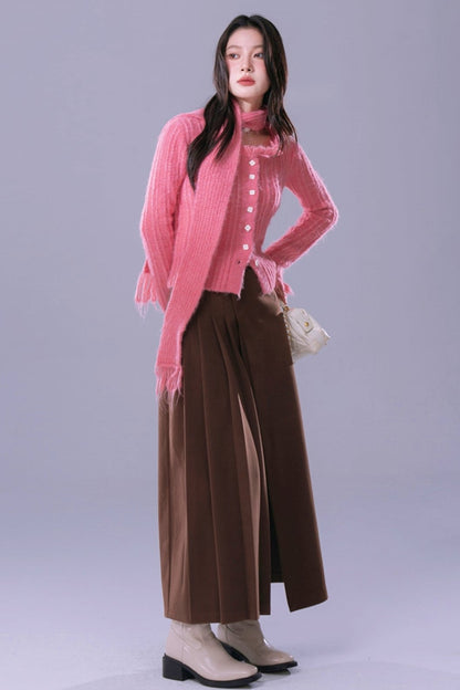 Sunset Pink Mist Blue Wool Cardigan