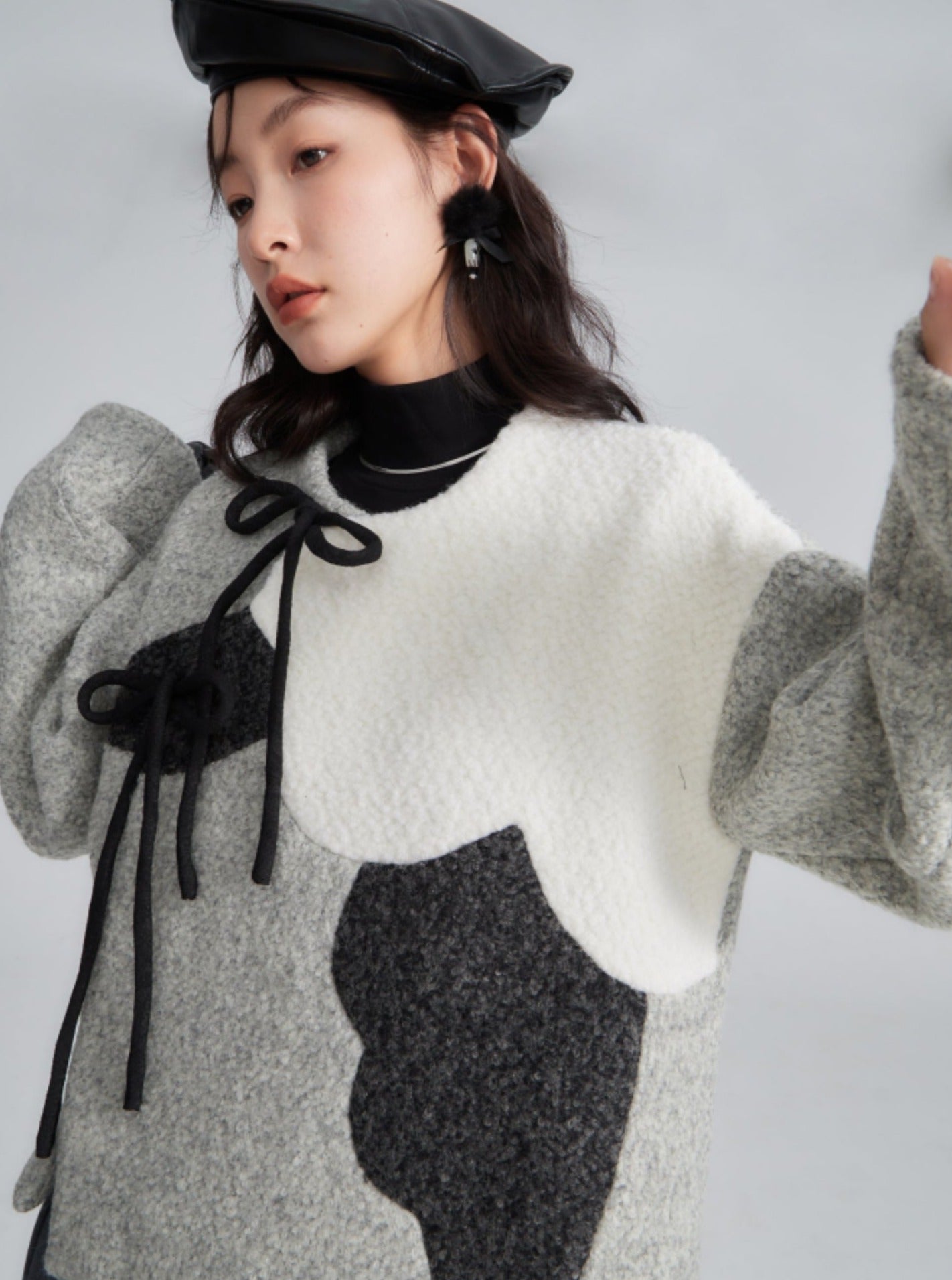 Chinese style woolen top