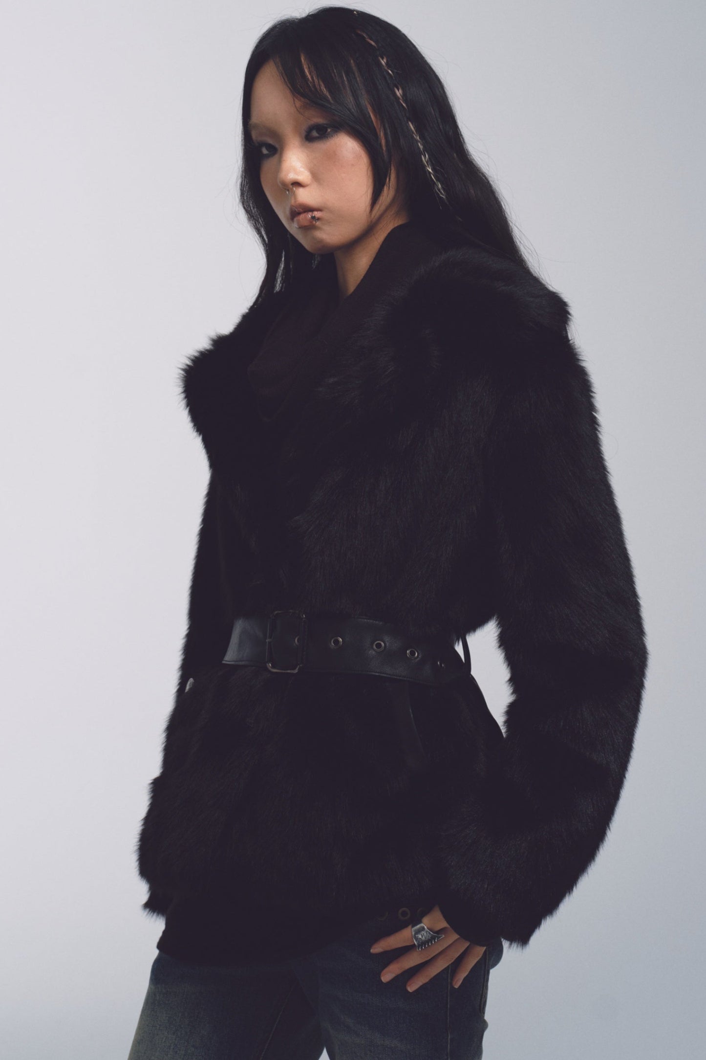 Large Lapel Fur Coat