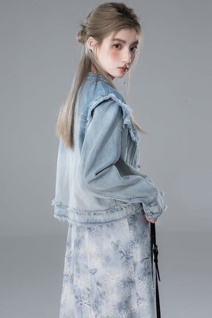 Dip-Dye Gradient Denim Jacket