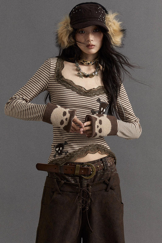 Retro Stripe Lace Base Top