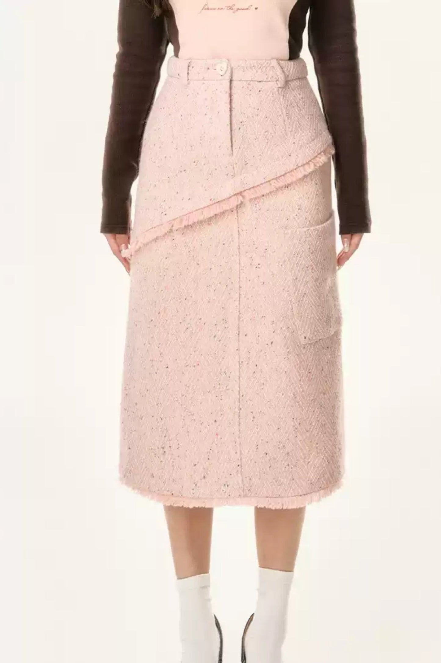 A-Line Polka Dot Tweed Skirt