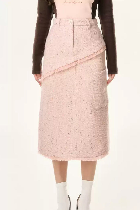 A-Line Polka Dot Tweed Skirt