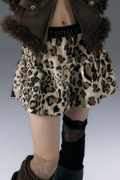 Leopard Print Volume Skirt