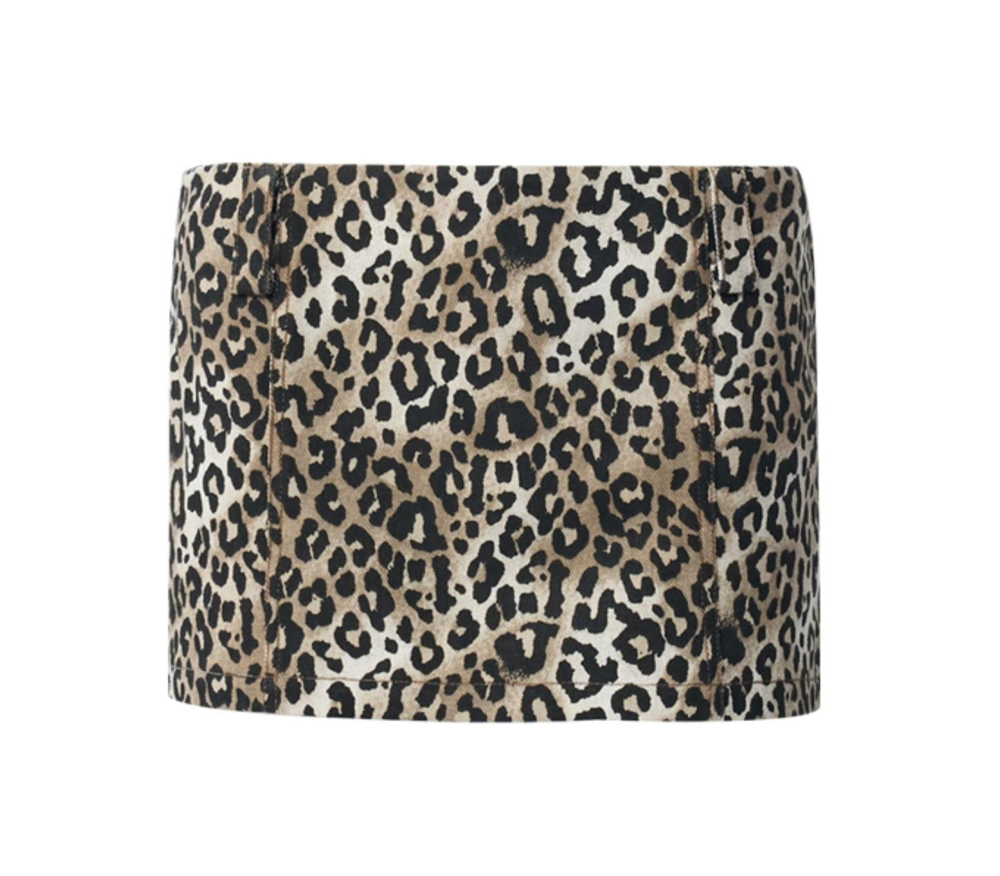 Leopard Print Twill Denim Skirt