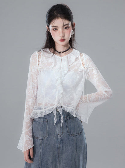 Apricot Lace Halterneck Suspender Top Set