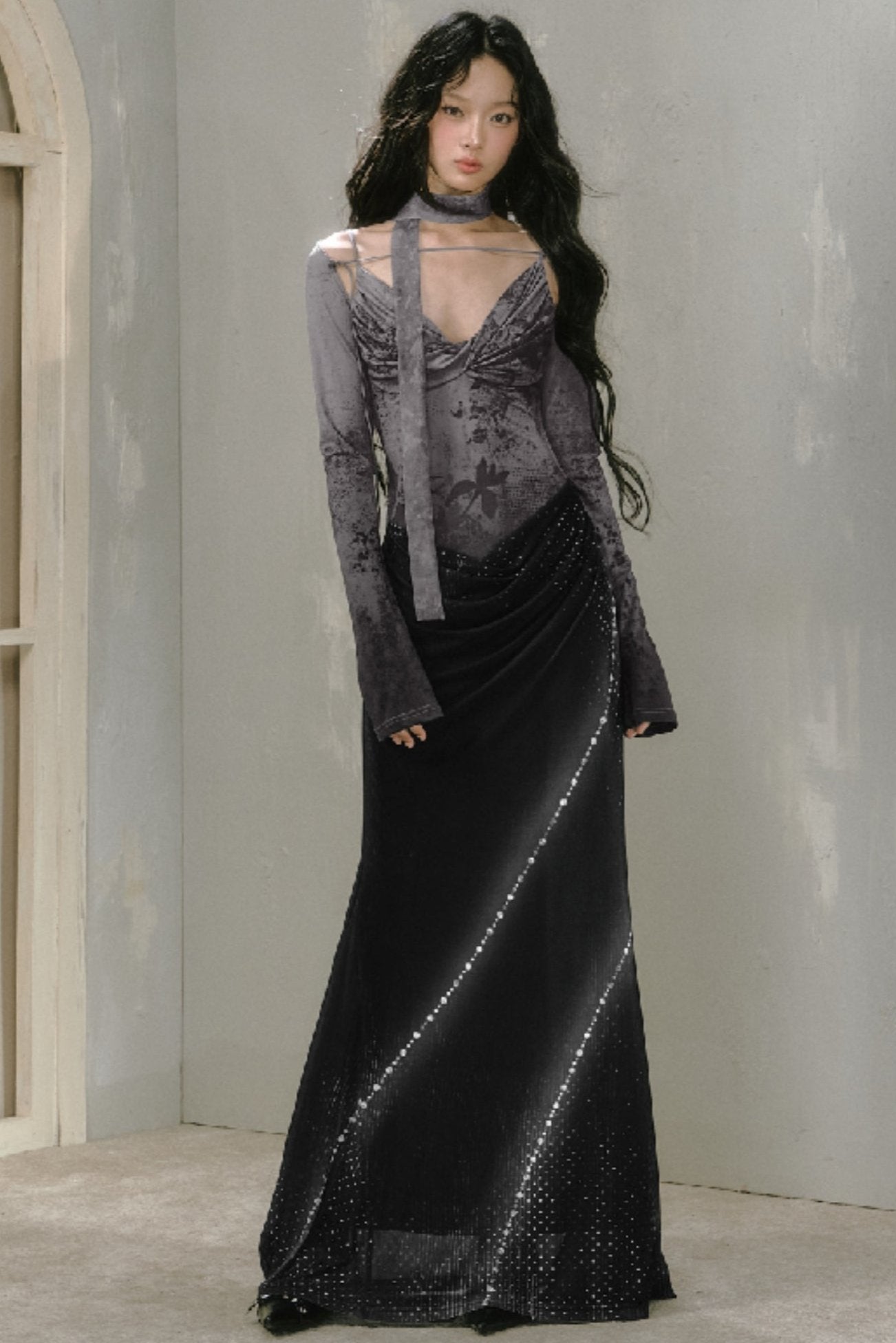 Gray Romantic Atmosphere Dress