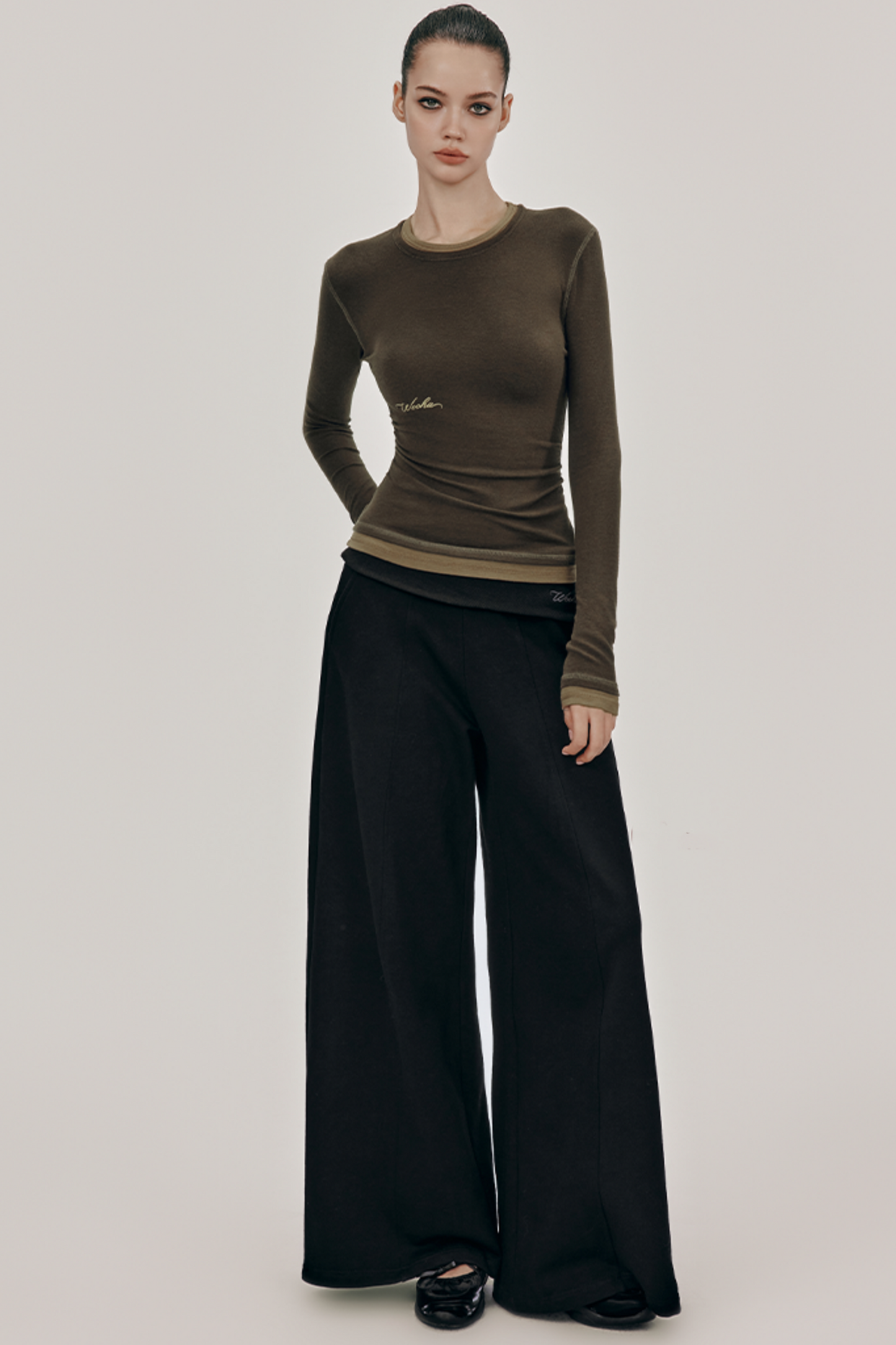 Layered Round Neck Slim Knit Top