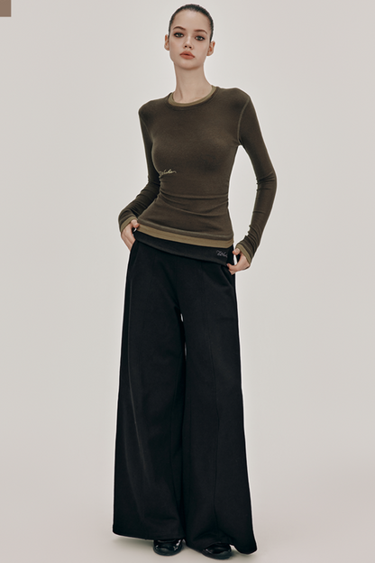 Layered Round Neck Slim Knit Top