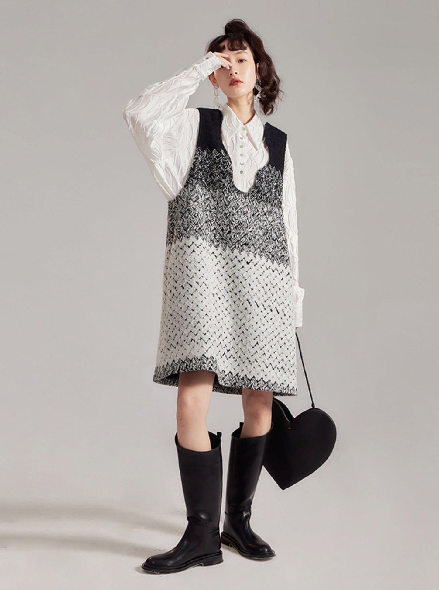 Mid-length knitted vest dress