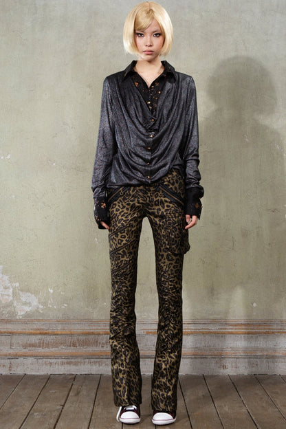 Low-Rise Leopard Print Trousers