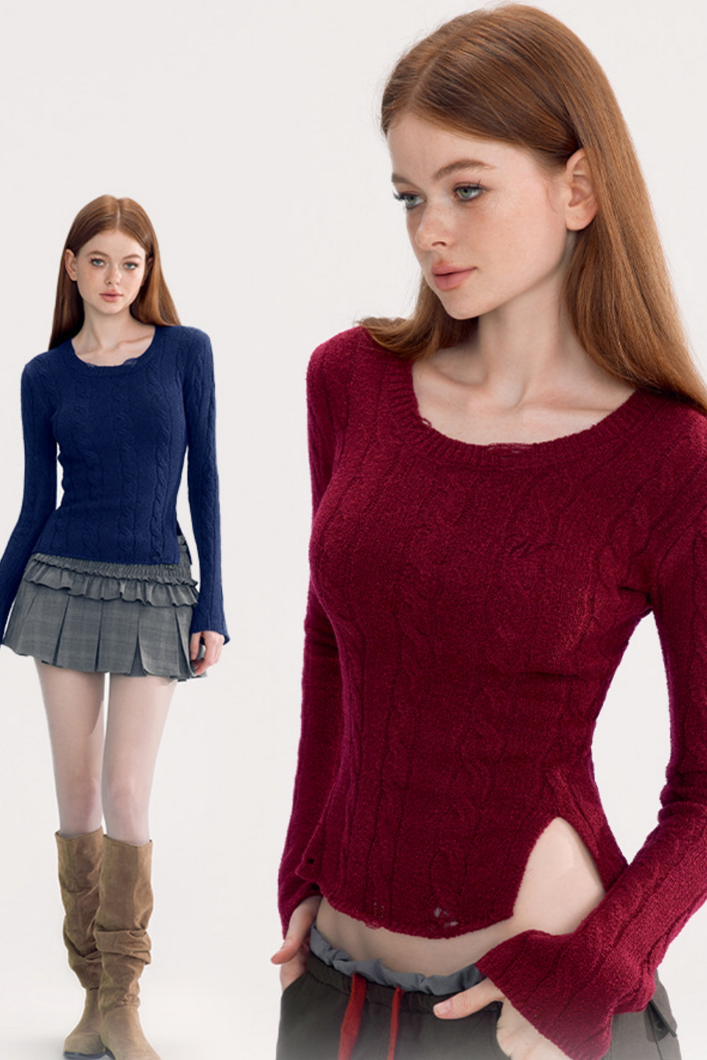 Short Slim Round Neck Sweater Top