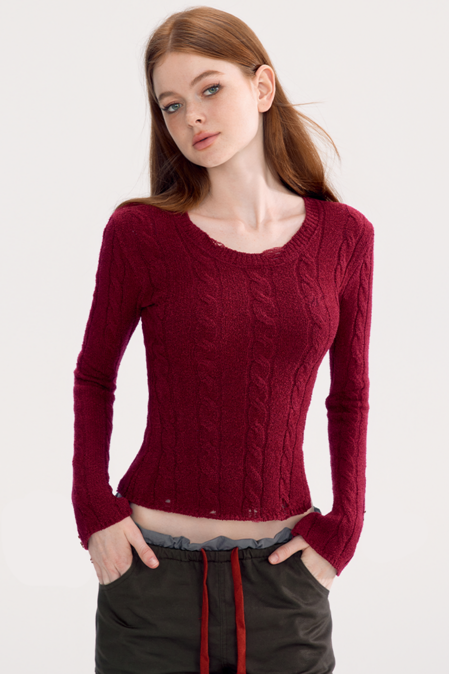 Short Slim Round Neck Sweater Top