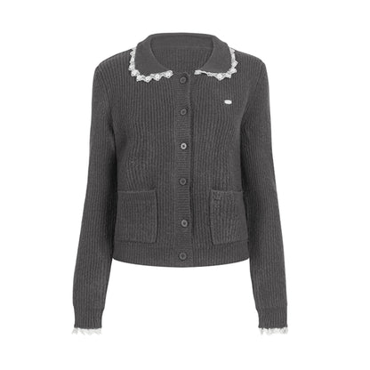 Sweet Lace Collar Knit Cardigan