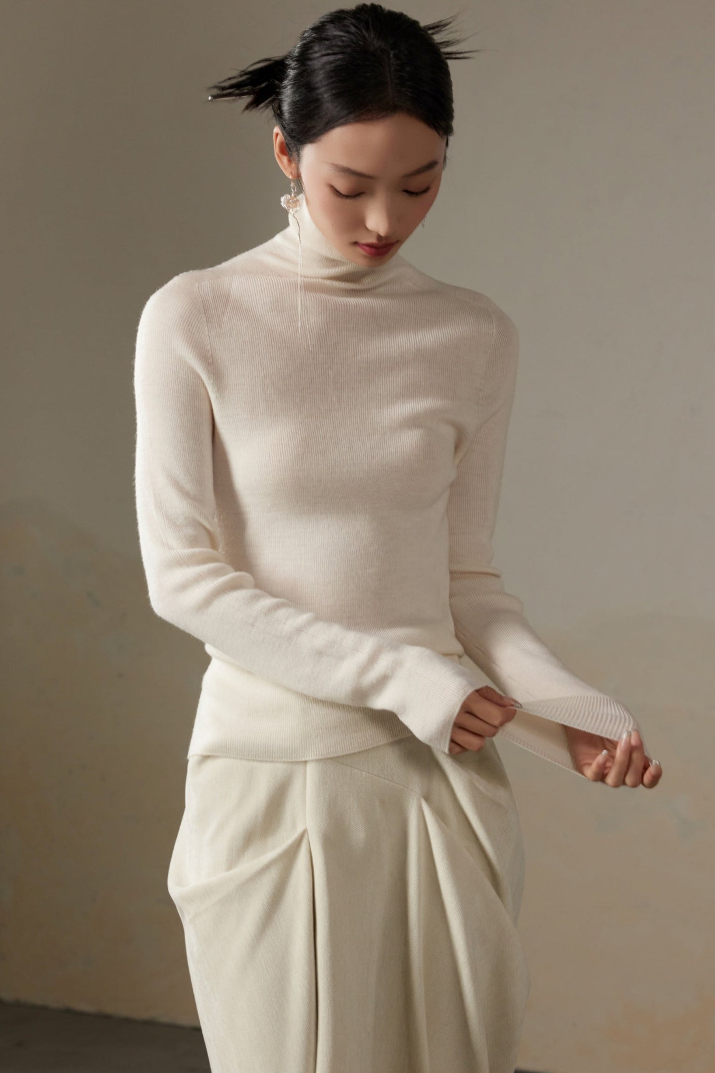 Merino Wool Turtleneck Sweater Top