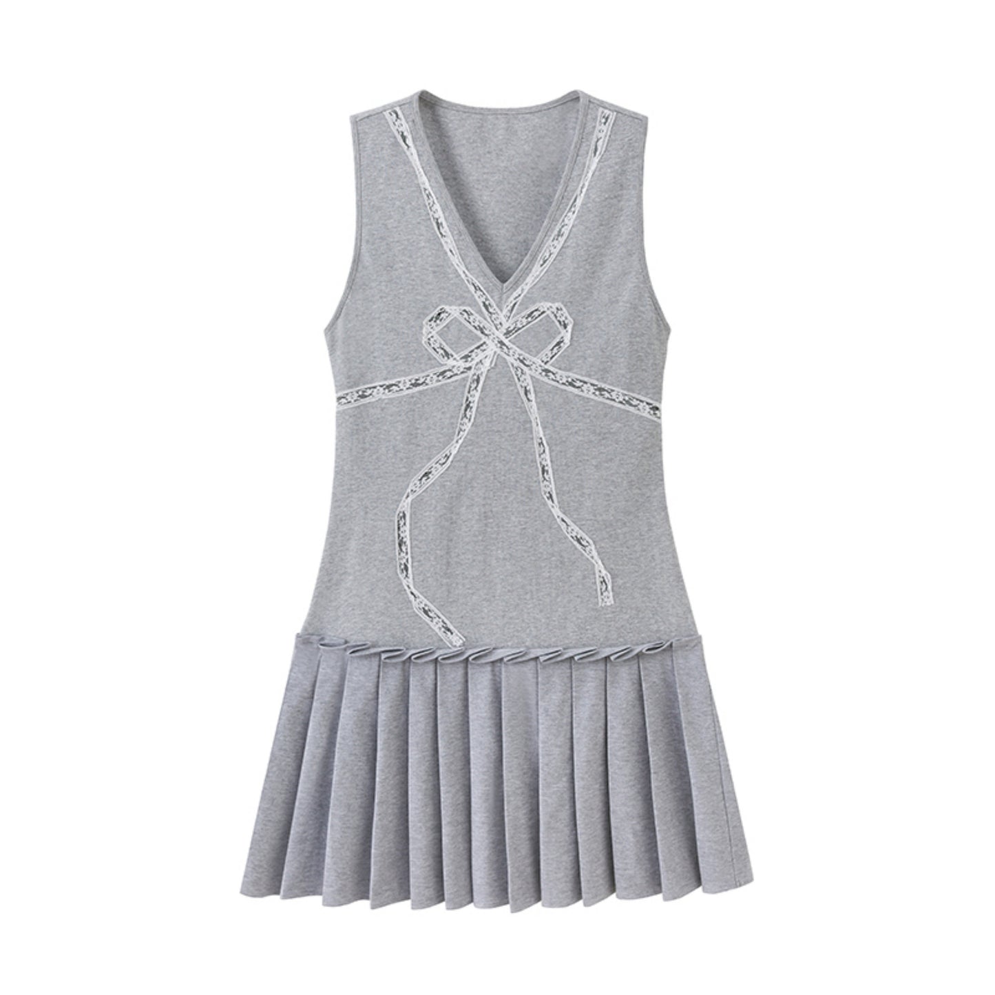 Chic V-Neck Lace Knit Dress