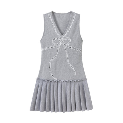 Chic V-Neck Lace Knit Dress