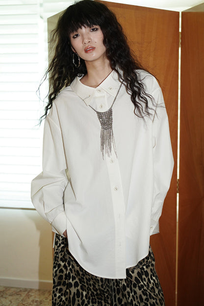 Retro Lapel Loose Shirt