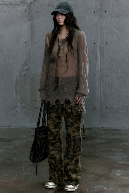 Oversized Cut-Out Mohair Sweater