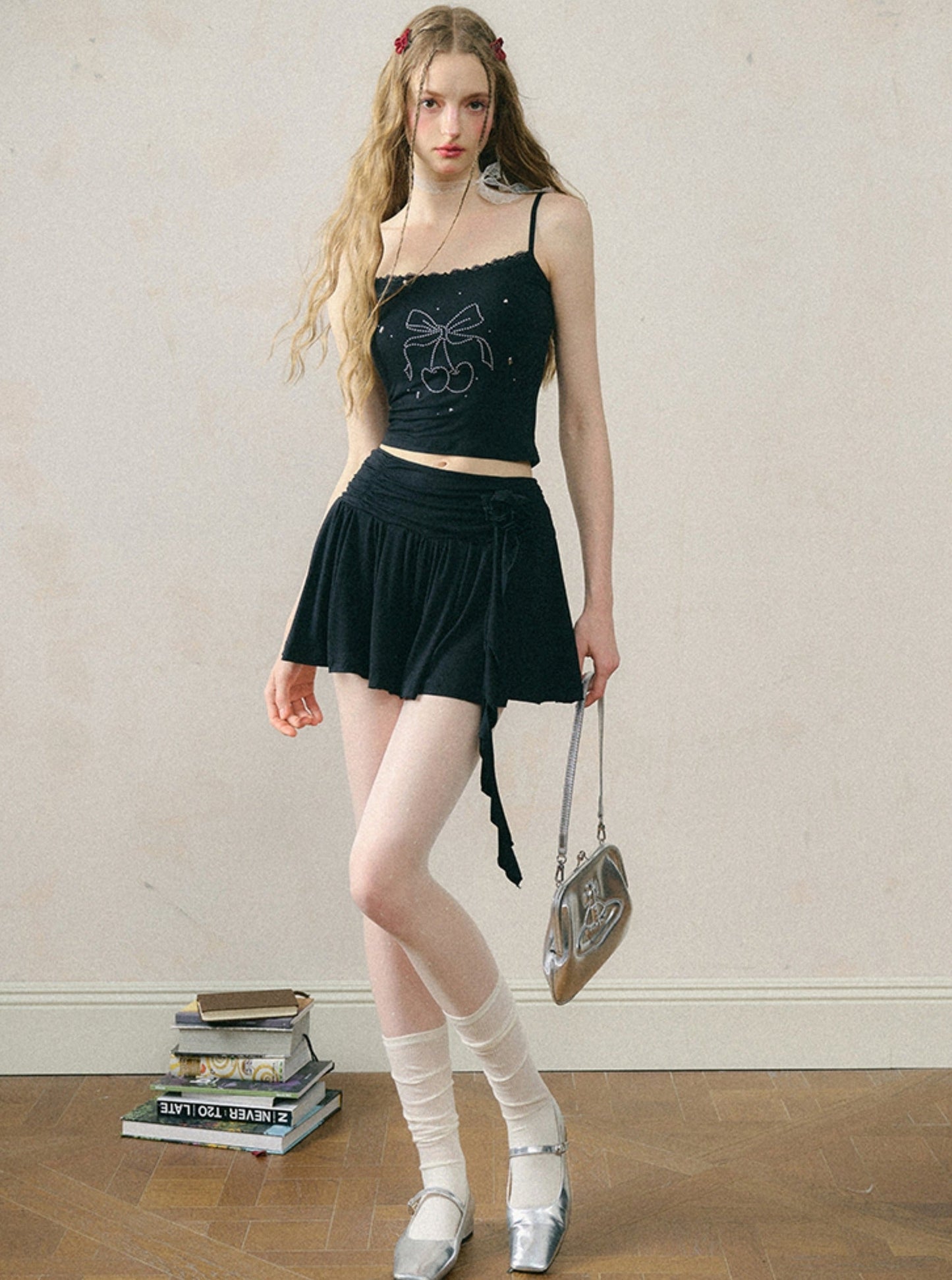 Cherry Tree Knitted Camisole Skirt Set-Up