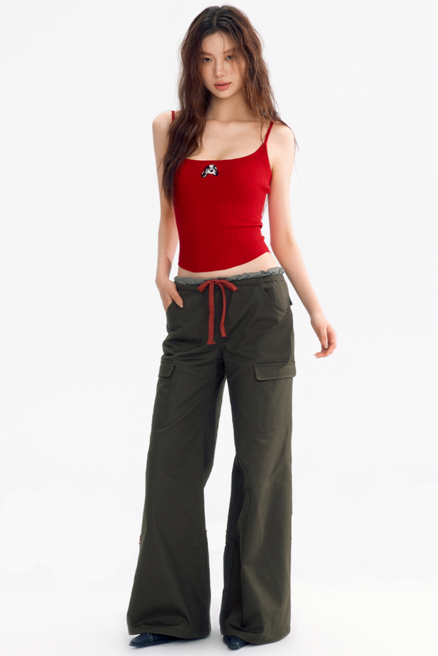 Mesh Stitched Loose Cargo Pants