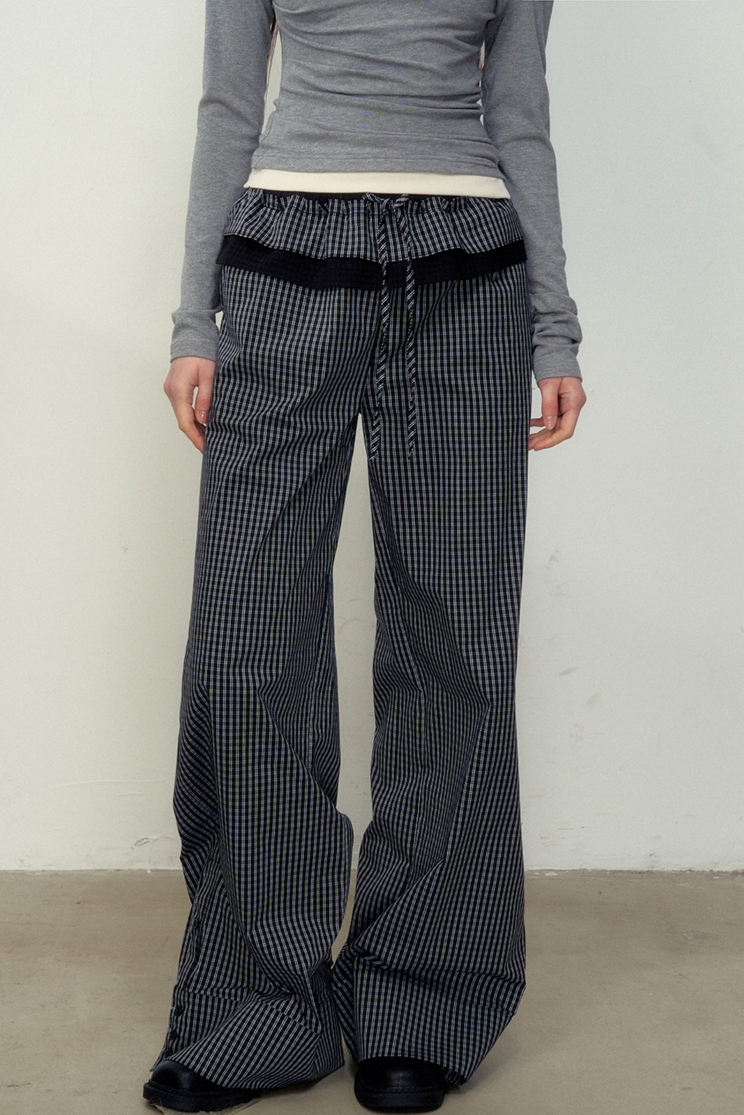 Lace Layer Plaid Trousers