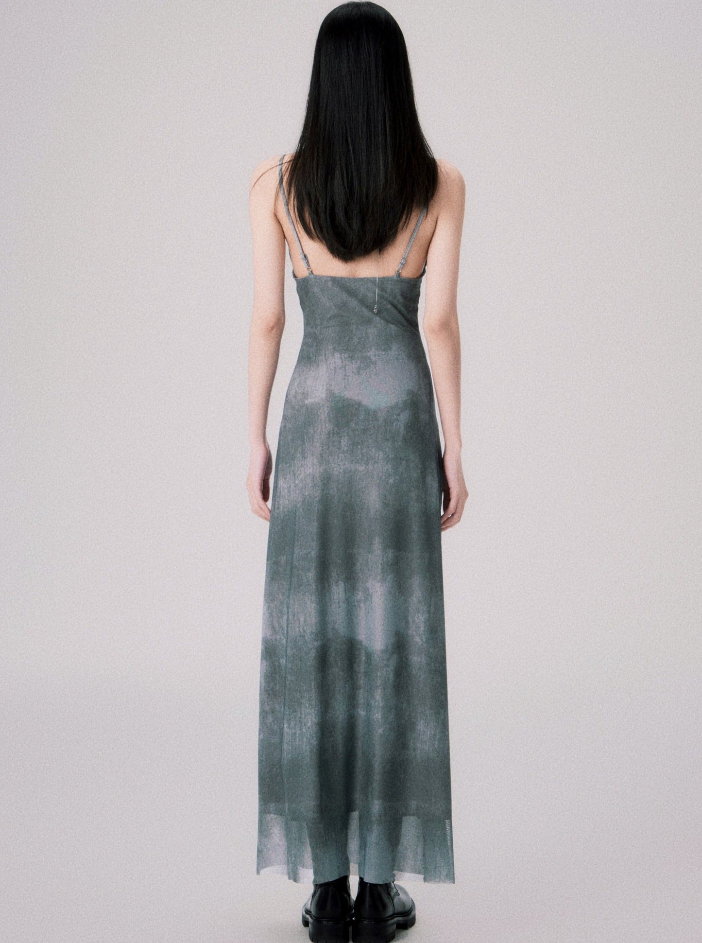 Grey Green Ink Painted Dress