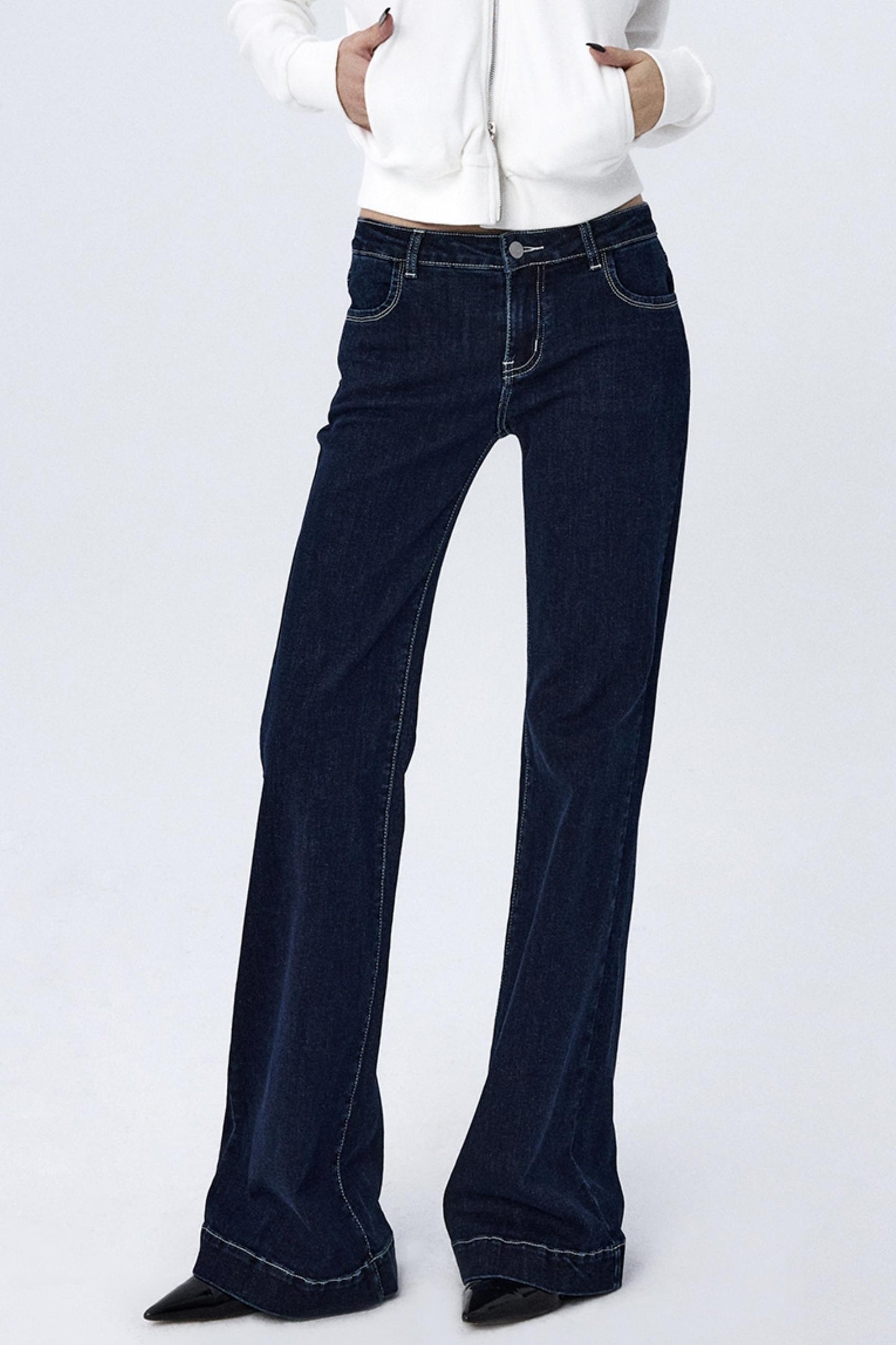 Embroidered Mid-Rise Bootcut Jeans