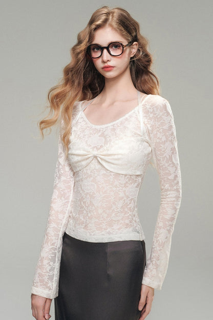 Cloud Collector Lace Woolen Blouse Set-Up