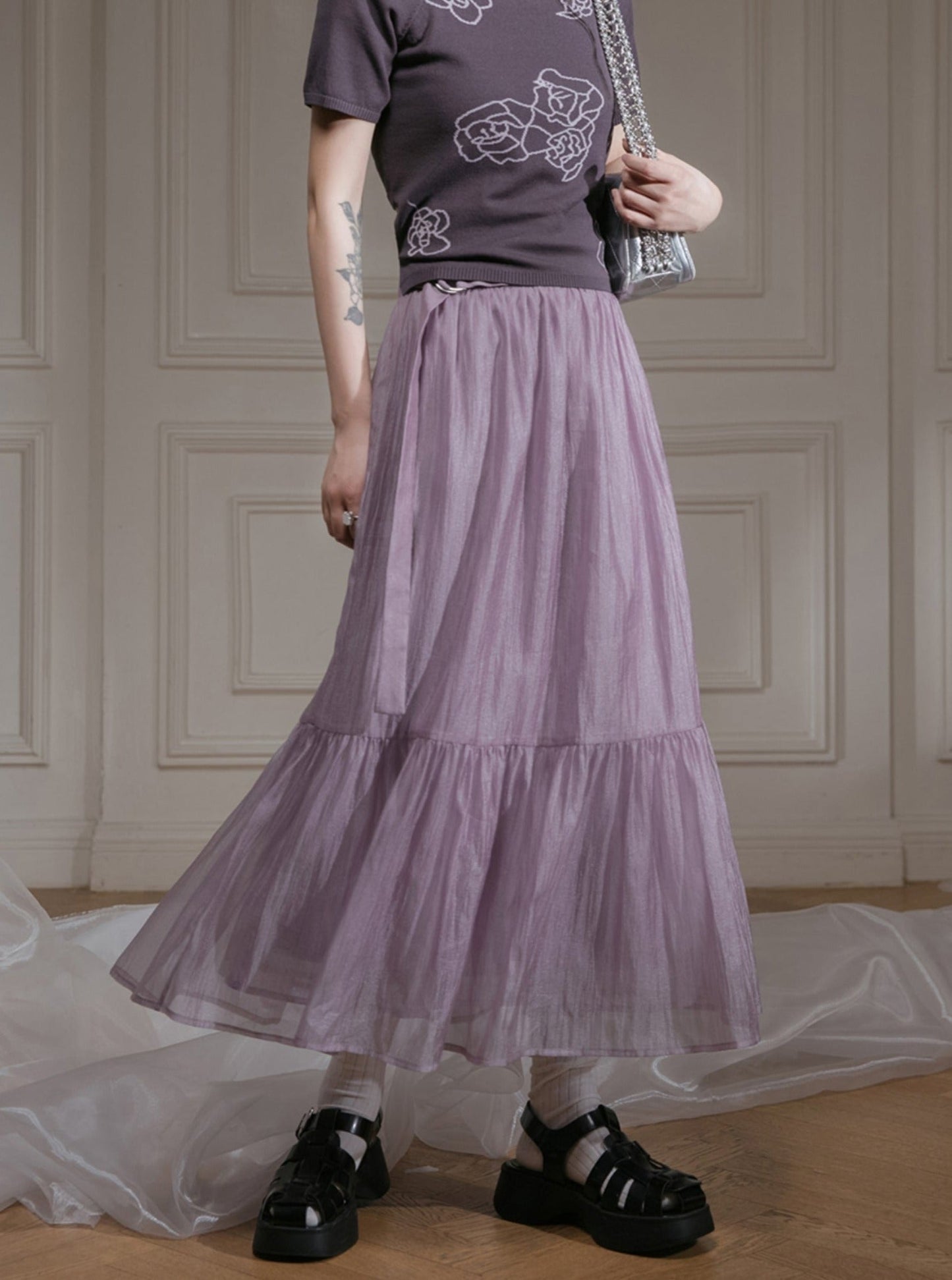 Transparent Streamer Tulle Skirt