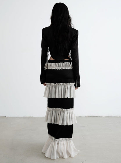 Black And White Texture Maxi Skirt