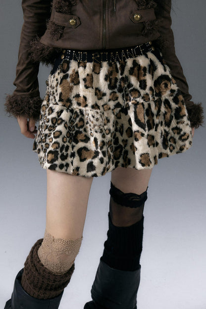 Leopard Print Volume Skirt