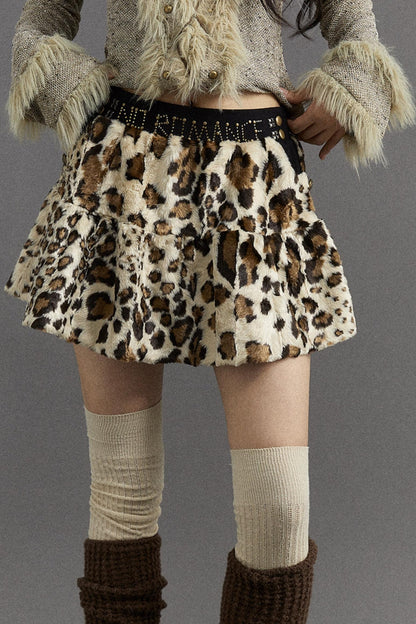 Leopard Print Volume Skirt