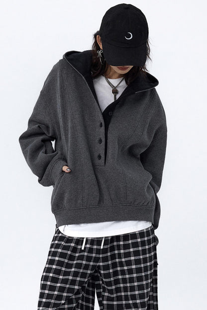 Split Hooded Fleece Sweater