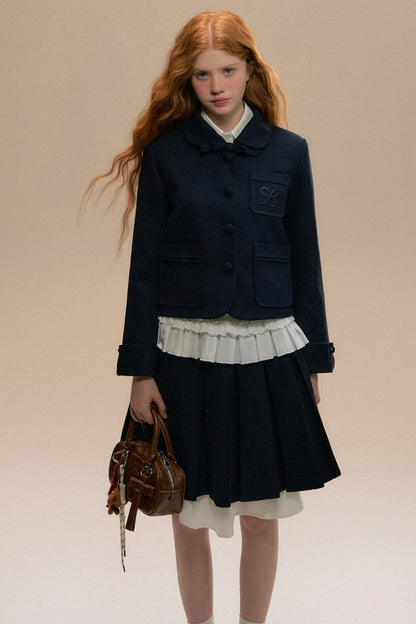 Navy Youth College Tweed Girl Set-Up