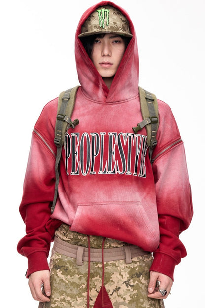 Red Distressed Baggy Hoodie