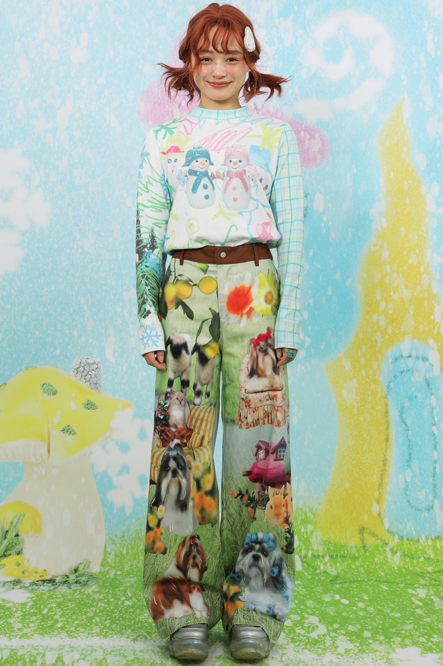 Millennium Print Wide-Leg Pants