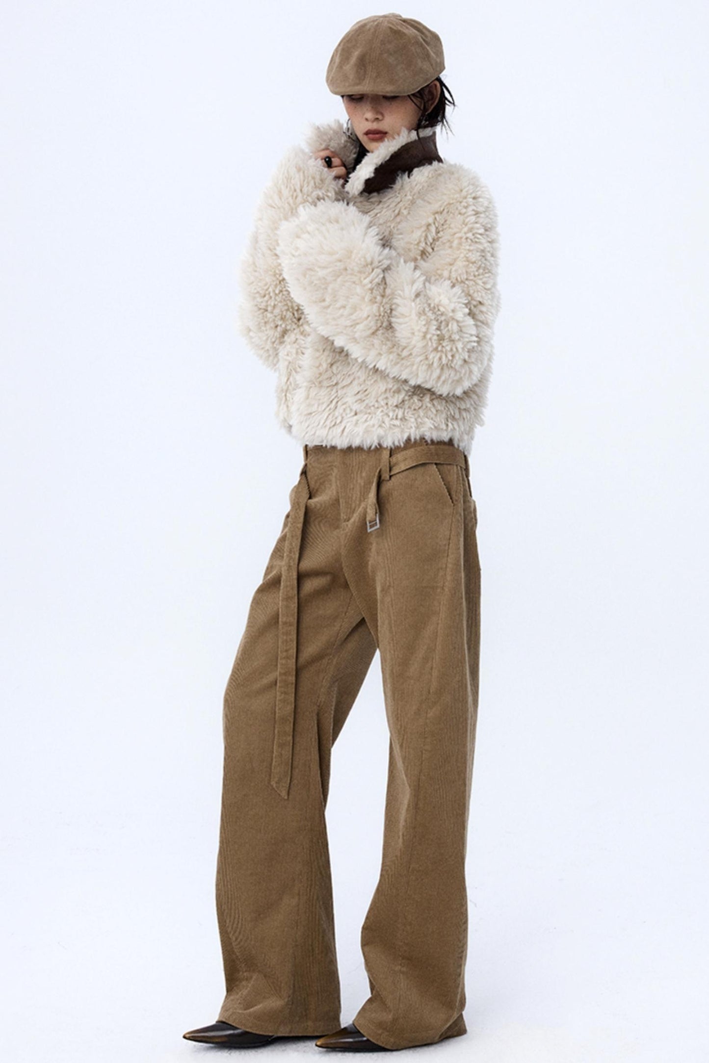 Khaki Brown Loose Corduroy Pants