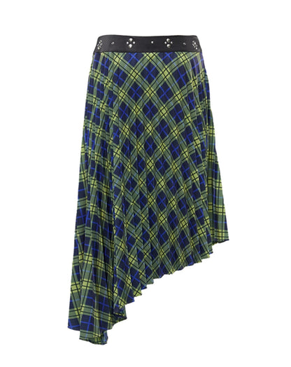 Dimensional Pleated Check Skirt