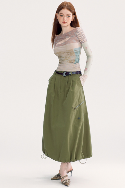 Pocket Detail Long Cargo Skirt