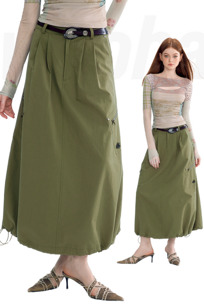 Pocket Detail Long Cargo Skirt