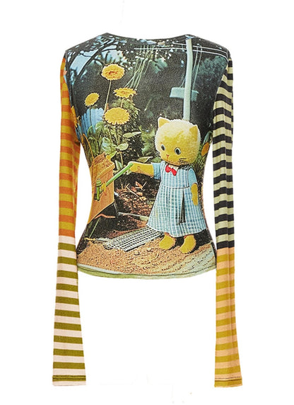 Garden Kitten Print Base Top