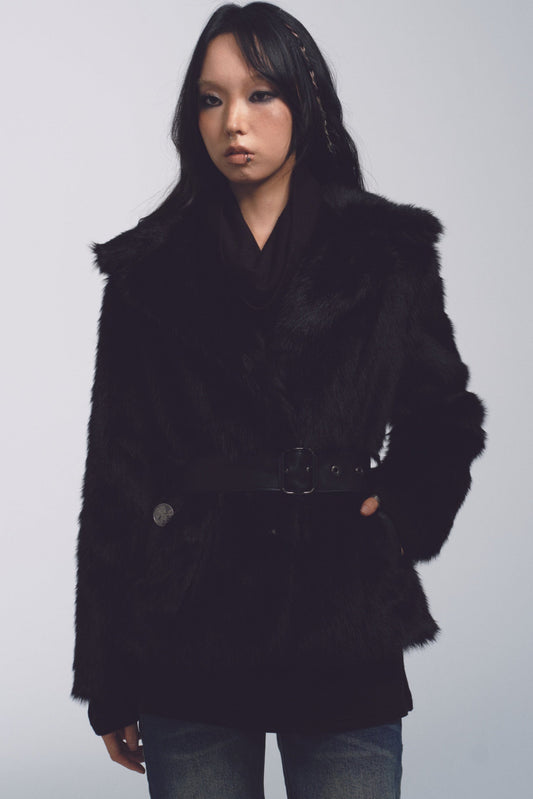 Large Lapel Fur Coat