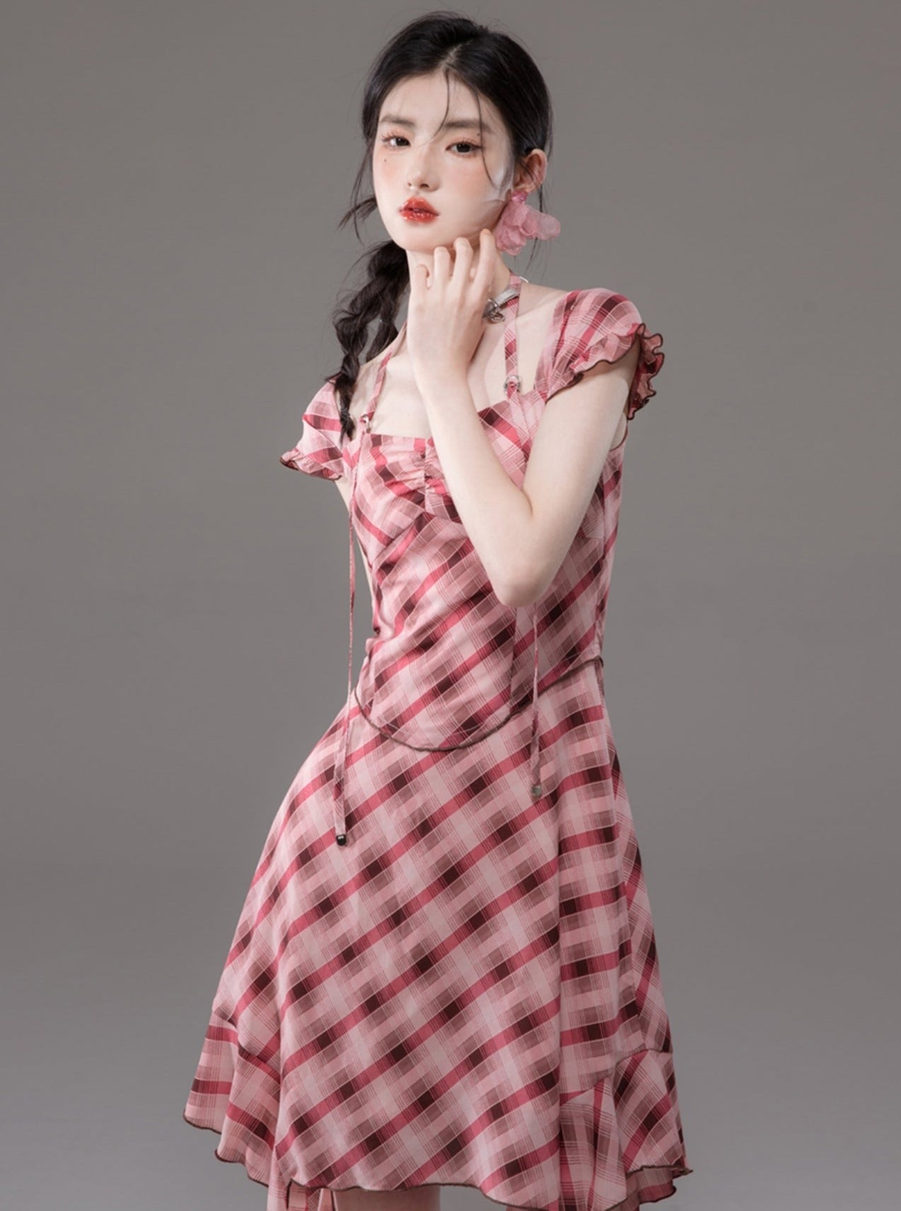 Sandalwood Red Checkered Dress