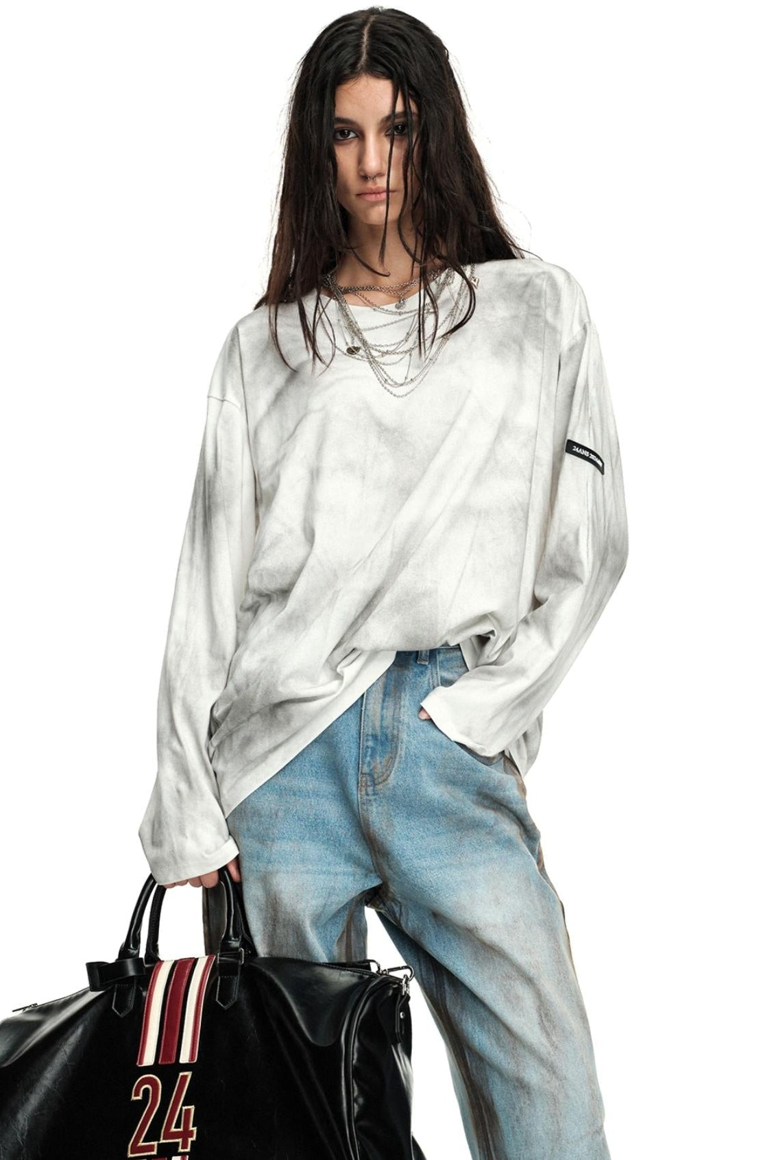 Oversized Distressed Long T-Shirt