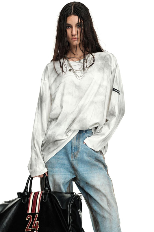 Oversized Distressed Long T-Shirt